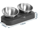 Creative Inclined Stainless Steel Cat and Dog Feeding Bowls Gray