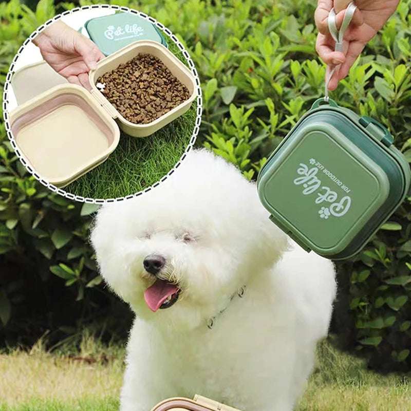 Portable Double Bowls Dog Feeder
