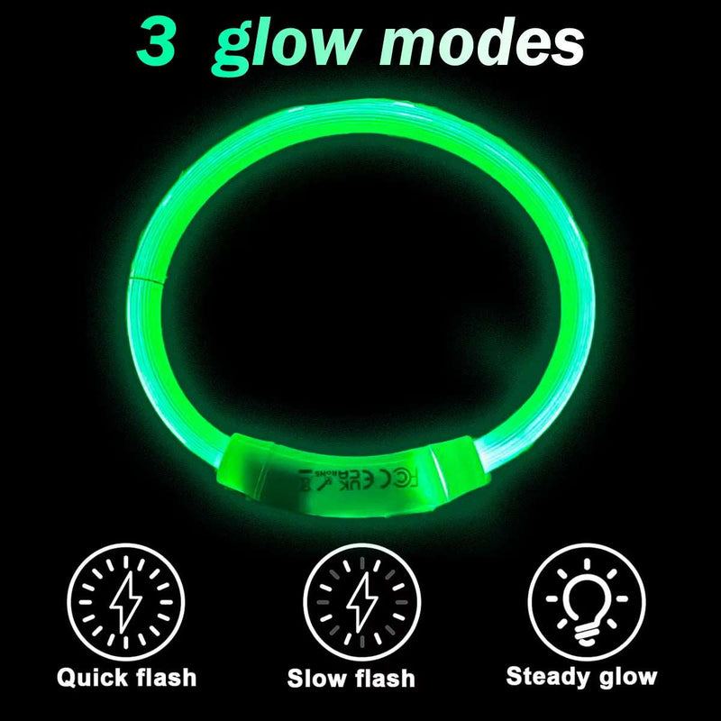 Dog Light up Collar LED Collar Emerald Green