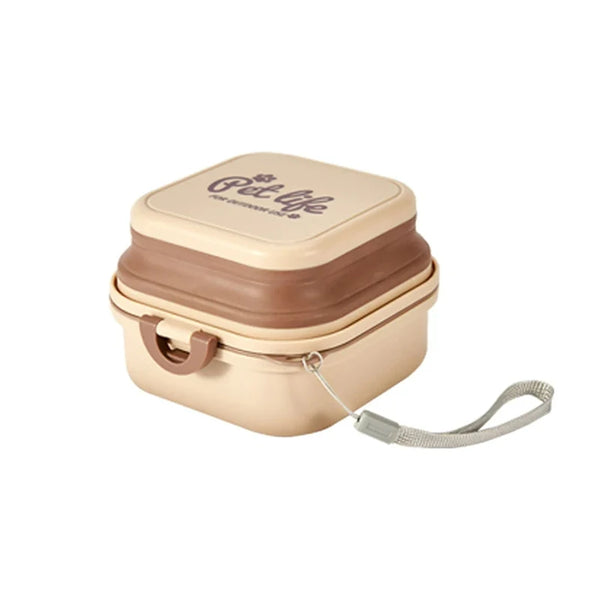 Portable Double Bowls Dog Feeder Kaki