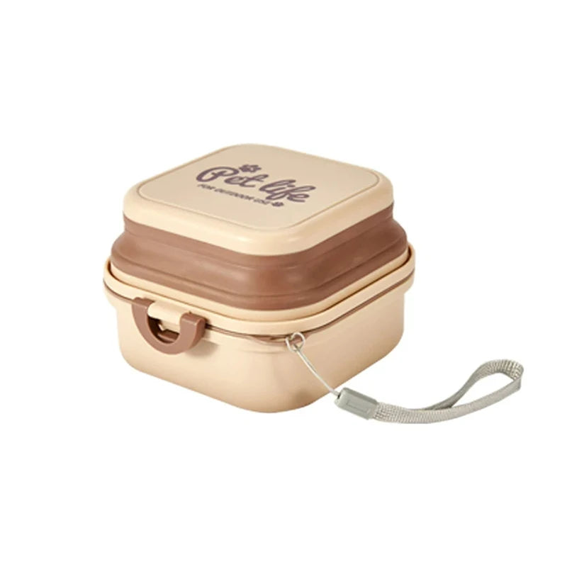 Portable Double Bowls Dog Feeder Kaki