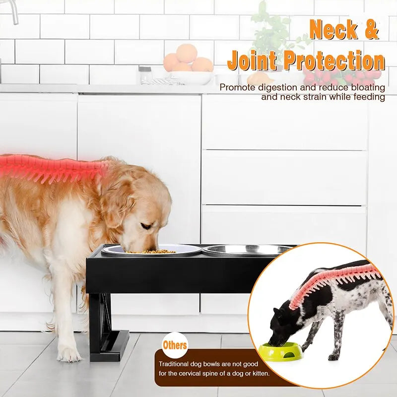 Adjustable Height Double Elevated Dog Bowls