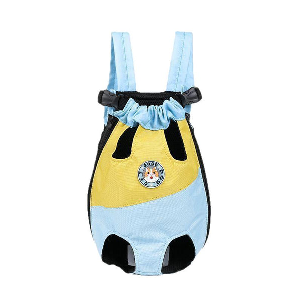 Adjustable Mesh Pet Backpack Blue And Yellow.