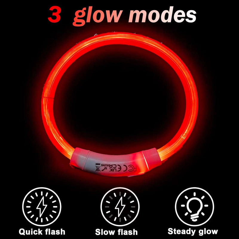 Dog Light up Collar LED Collar Scarlet