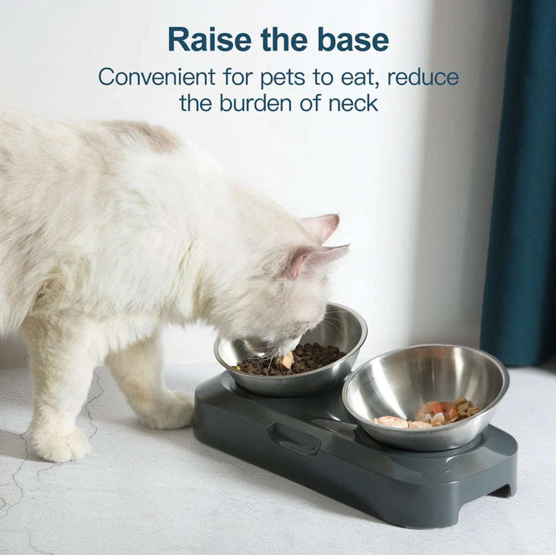 Creative Inclined Stainless Steel Cat and Dog Feeding Bowls