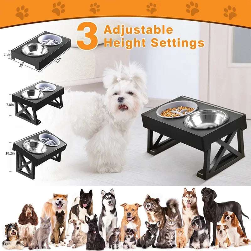Adjustable Height Double Elevated Dog Bowls