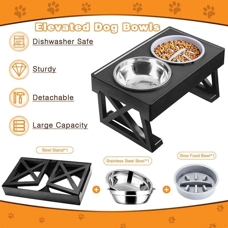 Adjustable Height Double Elevated Dog Bowls